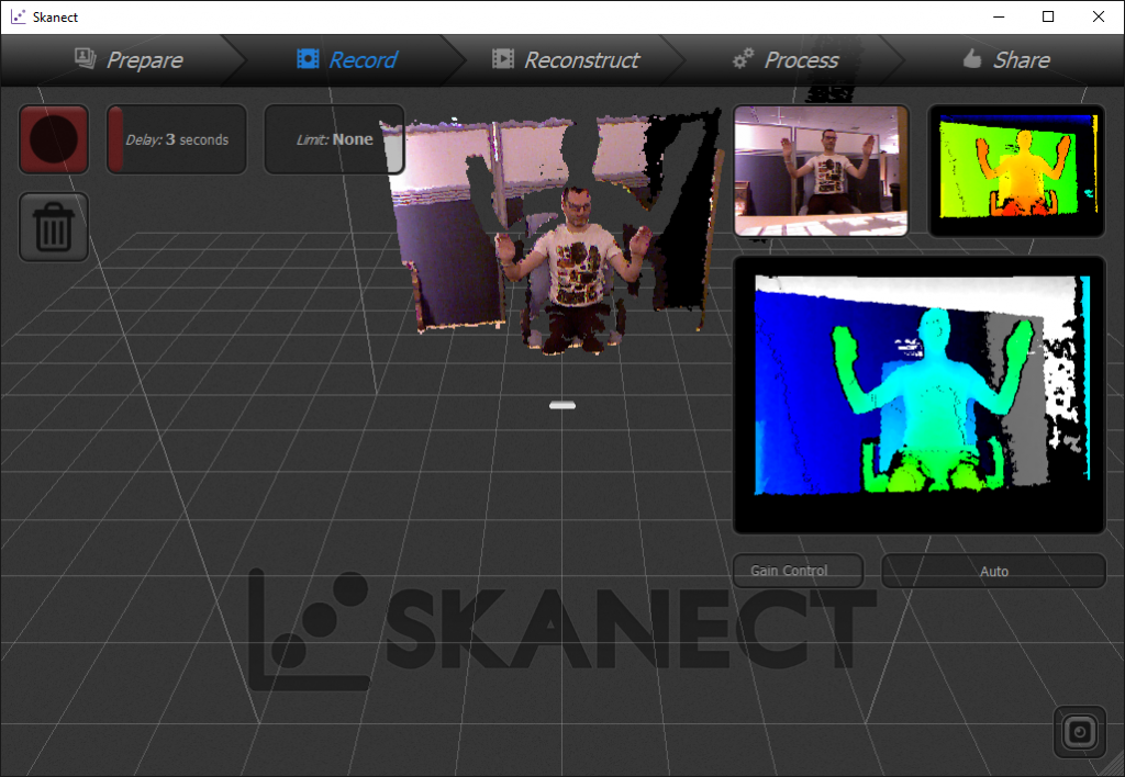 Kinect Skanect control panel screenshot